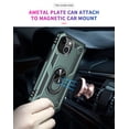thumbnail image 6 of iPhone 12 Mini Case, Ring Holder Kickstand Full Body Shockproof Magnetic Car Mount Hybrid Rugged Protective Phone Cover, Dark Green, 6 of 8