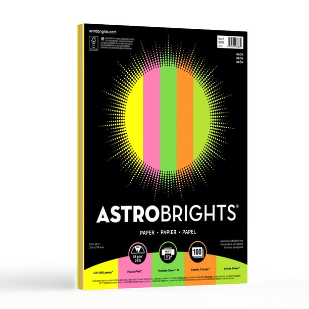 Astrobrights Color Paper, Neon 5Color Assortment, 100 Sheets Walmart