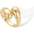thumbnail image 5 of Anillos apilables abiertos y gruesos chapados en oro de 14 quilates para mujer, banda de anillo con diseño llamativo cruzado, 5 of 5