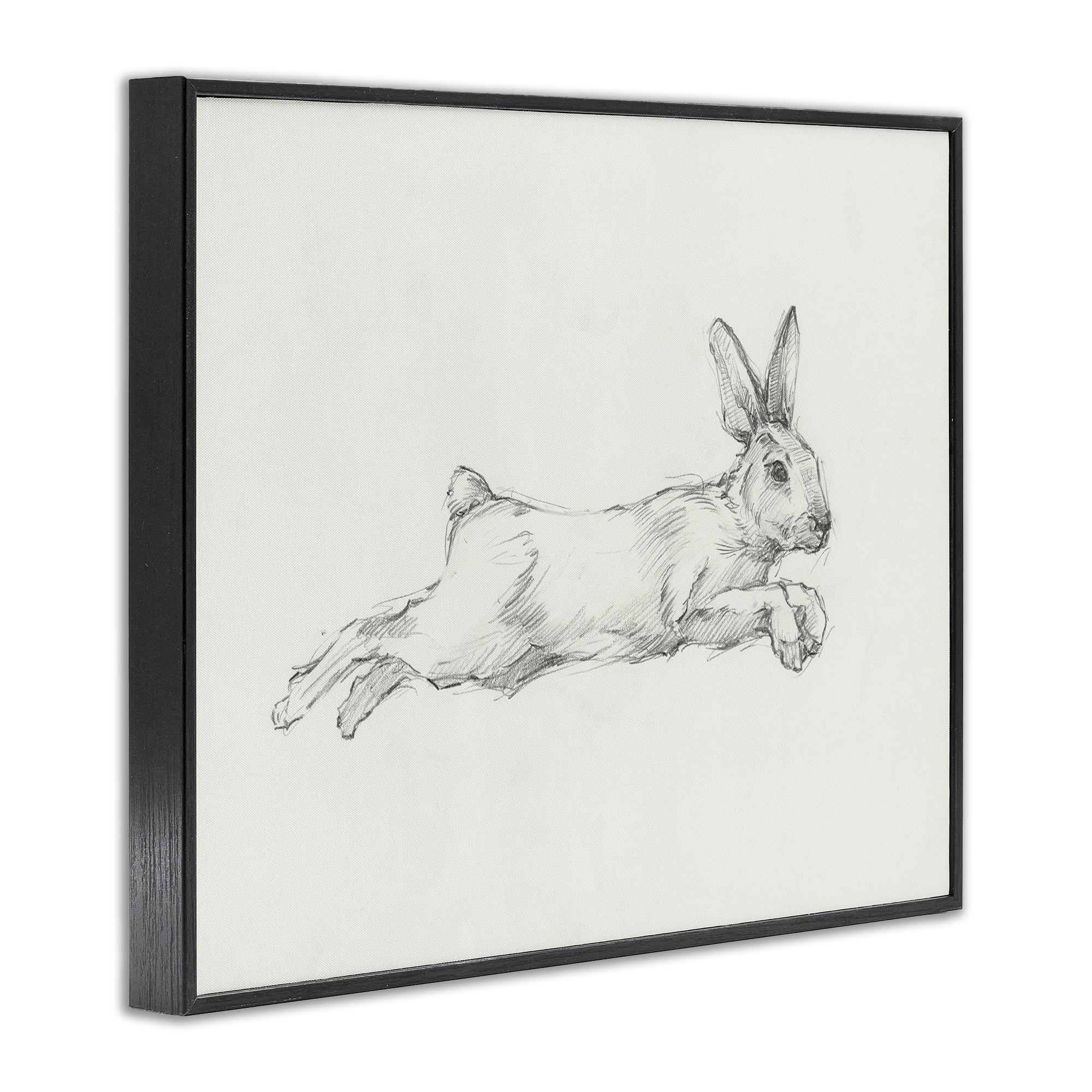 Stupell Industries Jumping Rabbit Sketch Animals & Insects Drawing Black Framed Art Print Wall Art, 30 x 24