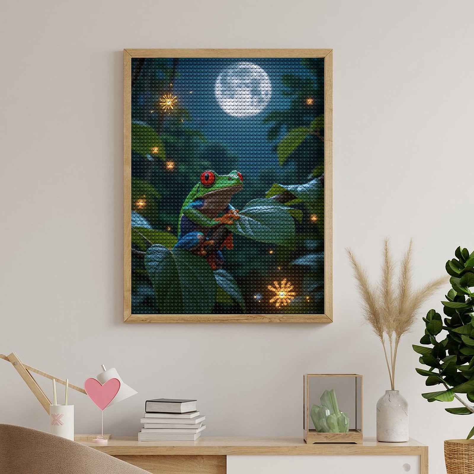 Diamond Art Kits for Adults, Frog Moonlit Jungle Branch Sparkles 5D Diamond Painting Kits for Adults Beginners, DIY Full Drill Diamond Painting, Gem Art and Crafts 12x16