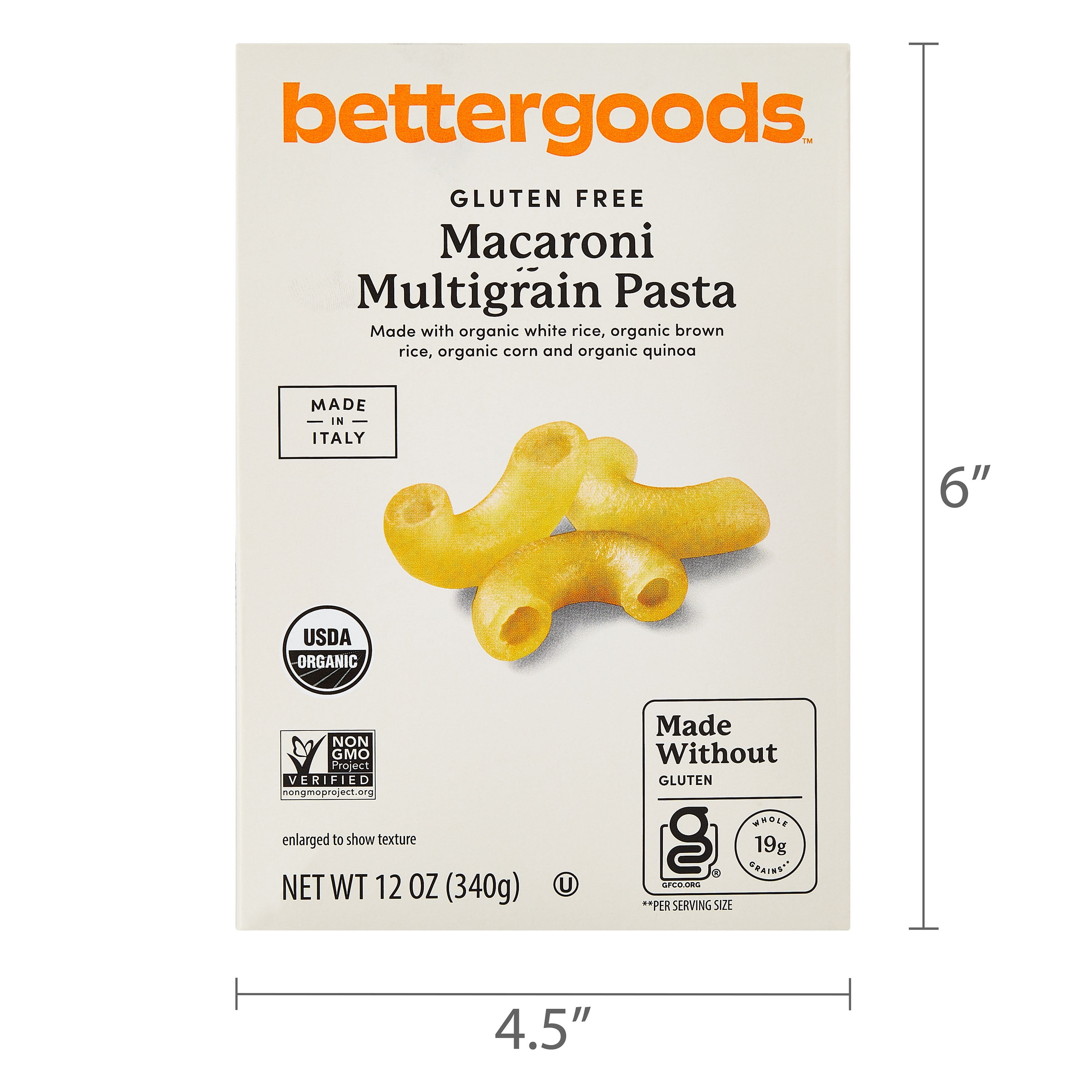 (12 pack) bettergoods Gluten Free Macaroni Multigrain Pasta, 12 oz