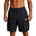 thumbnail image 4 of Athletic Cargo Shorts Men Solid Color Drawstring Casual Straight Fit Pants Workout Gym Basketball Shorts With Multi Pockets, 4 of 4
