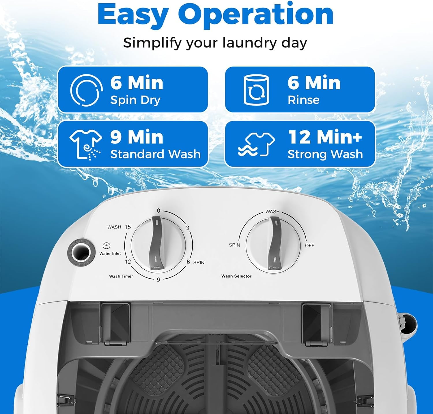 Mini Portable Washing Machine, 5.5 lbs Capacity, Compact Laundry Washer with Spin Tub & Drain Hose, Perfect for Apartment Dorms RV Home (Grey)