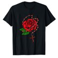 thumbnail image 1 of AALJY Rosary Beads & Rose - Catholic Pray The Rosary T-Shirt, 1 of 5