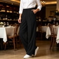 thumbnail image 4 of Zormilly Dress Pants Women High Waisted Business Casual Wide Leg Trousers with Pockets Side Slit Office Dressy Loose Pants, S-2XL, 4 of 9