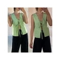 thumbnail image 2 of Raccmtaty Women Plaid Tank Tops Front Tie-Up V-Neck Casual Vests Summer Fashion Sleeveless Tops Streetwear, 2 of 7