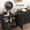 thumbnail image 5 of Rumiiro Fluted Sideboard Buffet Cabinet Modern Minimalist 4 Doors Adjustable Shelves Storage 63 in L x 16 in W x 30 in H, Black, 5 of 6