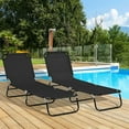 thumbnail image 4 of Demi Bonn 2-Piece Outdoor Collapsible Chaise Loungers with Steel Frame, 5-Position Reclining Folding Beach Chairs for Yard, Patio, Black, 4 of 11