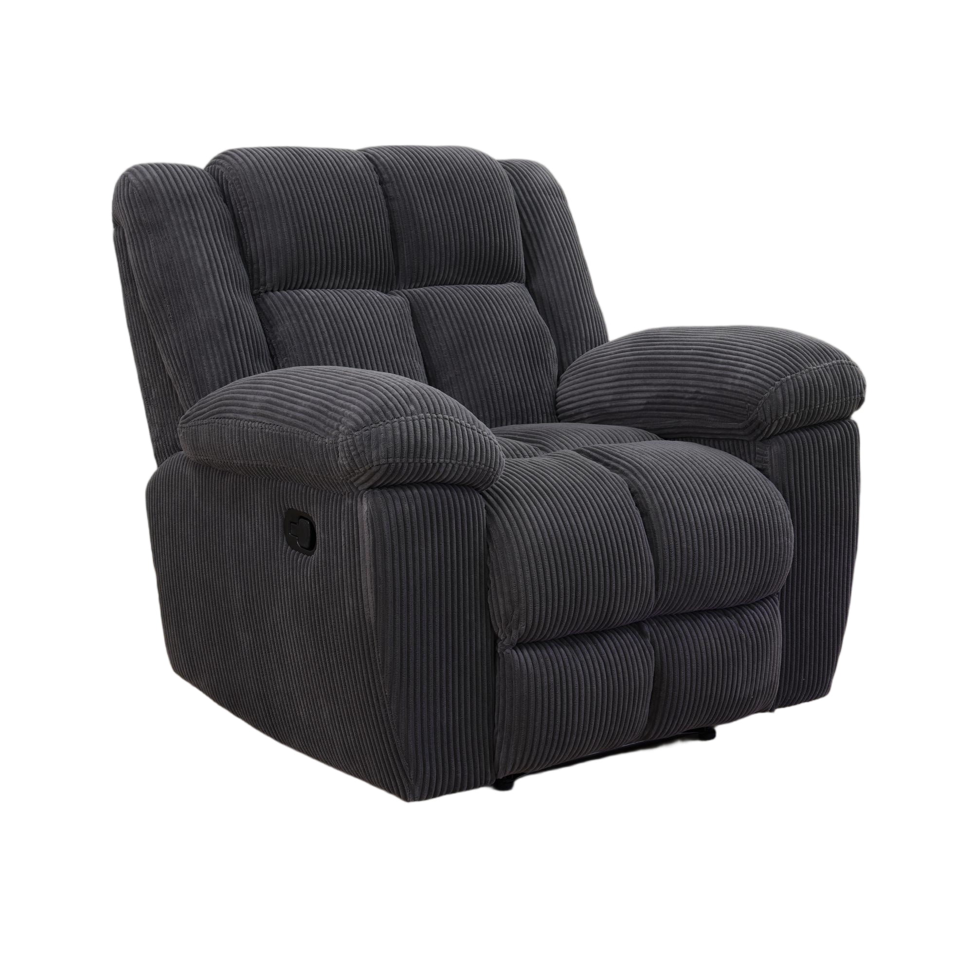 Aukfa 3-Piece Recliner Sofa Set - 43" Oversized Recliner Overstuffed Armchair for Living Room, Corduroy, Gray