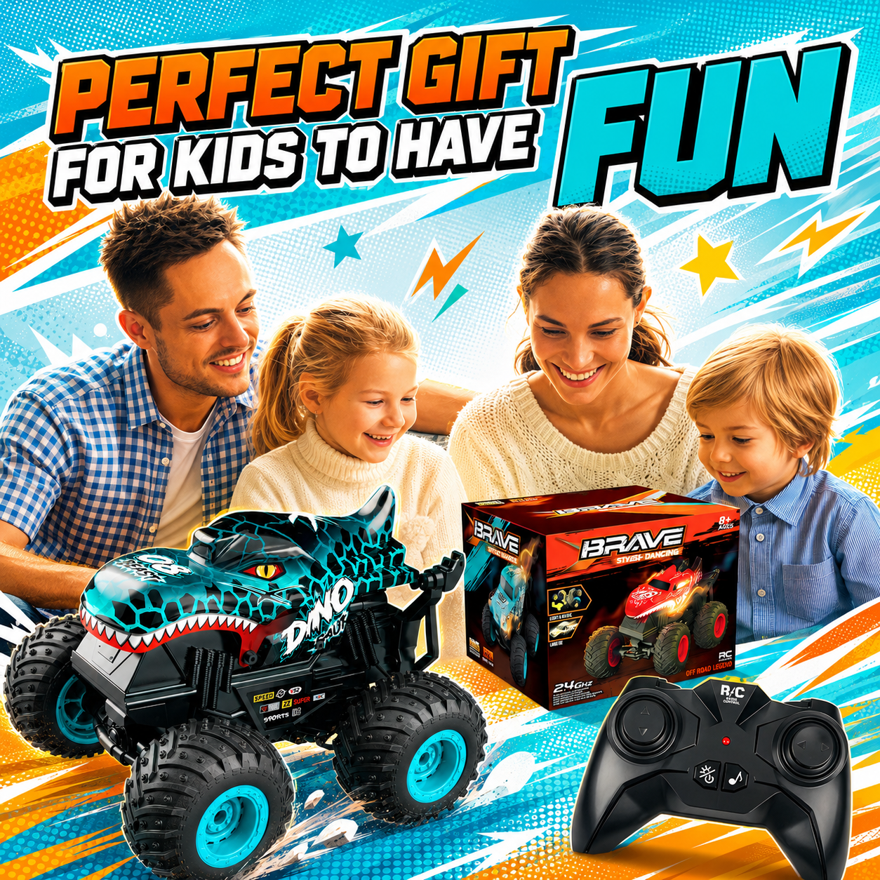 Ejoyoyin Remote Control Monster Truck, 1:20 Remote Control Cars for Boy, RC Monster Truck for Kids All Terrain Stunt RC Cars Gift Ages 4-8
