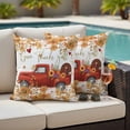 thumbnail image 4 of Red Truck Fall Outdoor Waterproof Pillow Covers, Pumpkin Thanksgiving Botanical Leaves Decorative Square Throw Pillowcase Sofa Cushion Sham for Patio/Couch/Chair, 24"x24" 2 Pack, 4 of 8
