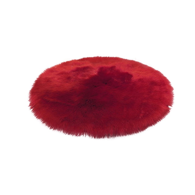 Red Christmas Tree Skirt Rug, White Long Plush Round Mat For Tree Base, Festive Holiday Floor Decoration For Home