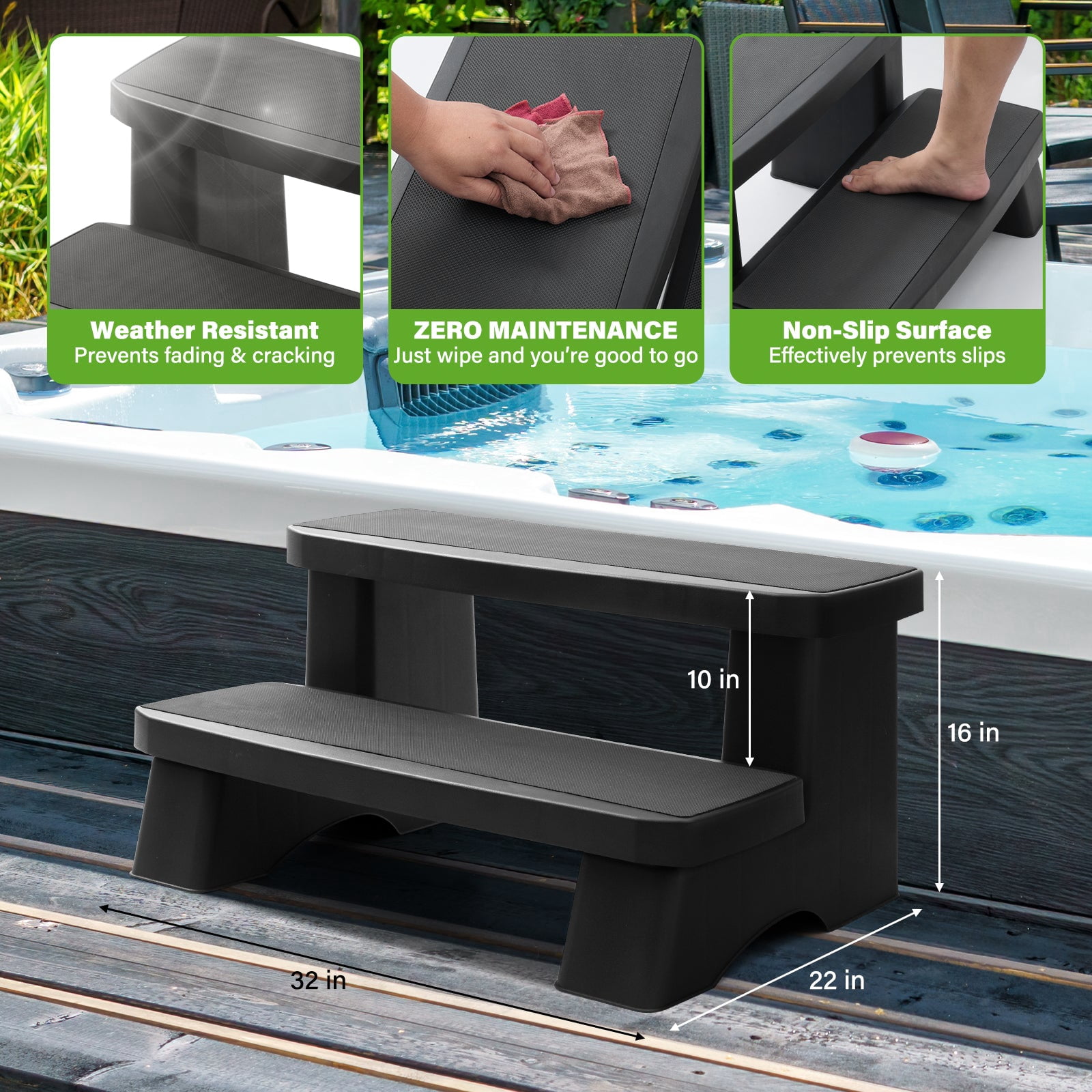 Heavy Duty Non-Slip Spa Steps