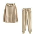 thumbnail image 2 of GaThRRgYP Hoodies for Women Clearance,Women Solid Color Sets Hood Wear Lounge Wear Suit Sport Set Tops+Pants, 2 of 4