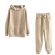 thumbnail image 1 of Gibobby Conjunto de Pantalones para Mujer Conjuntos de color sólido para mujer Ropa de capucha Ropa de salón Traje Conjunto deportivo Tops + Pantalones(Caqui,M), 1 of 4