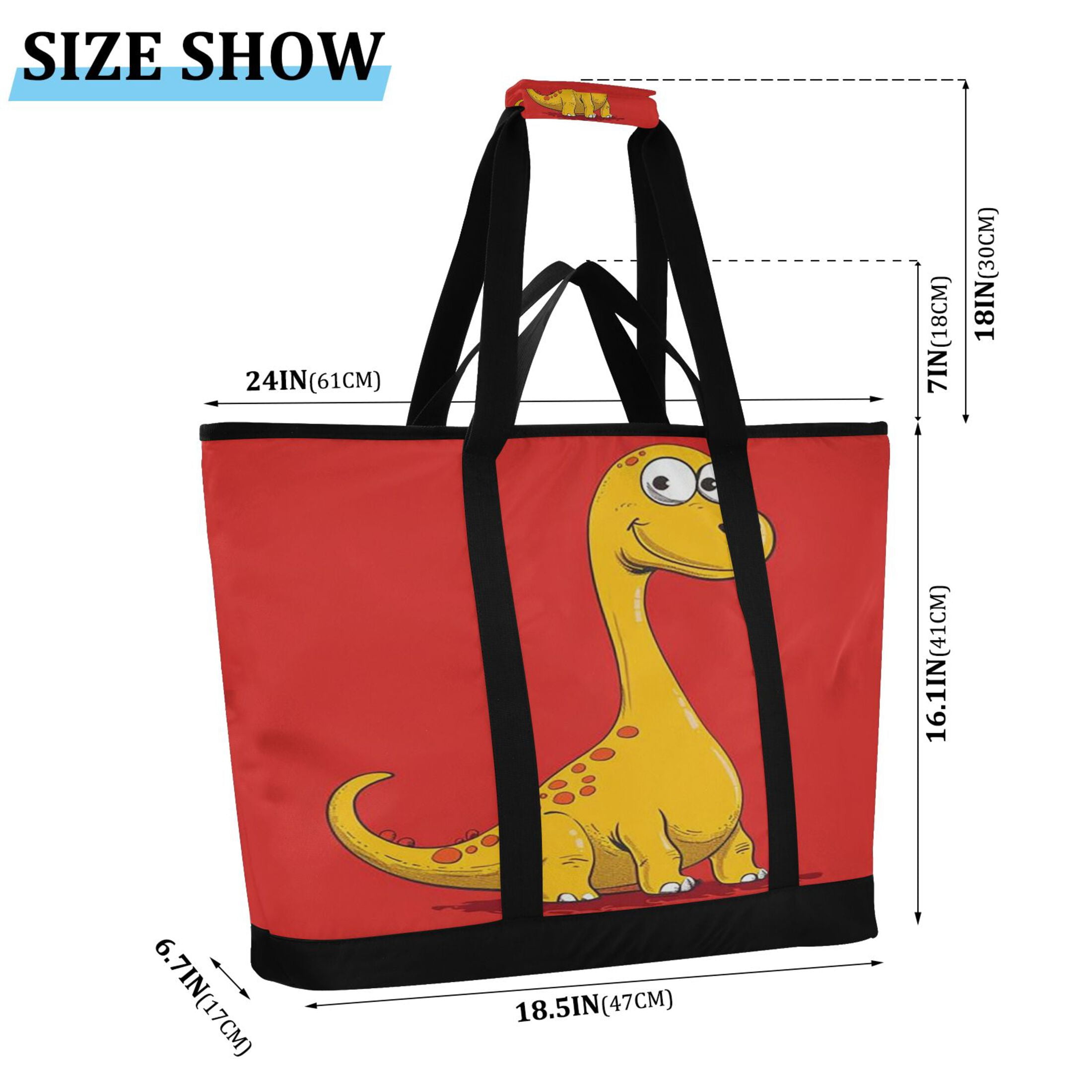 Large Hand-held Ice Pack Picnic Bag Insulation and Refrigeration Suitable for Shopping Picnics and Camping Yellow Dinosaur