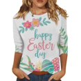 thumbnail image 2 of YLHFASHION Chemises de Pâques pour Femmes Manches 3/4 Col Rond Été Costumes Mignons Vacances Tenue de Pâques Manches Trois-Quarts Soldes T-shirt Manches Longues pour Femmes, 2 of 5