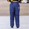 thumbnail image 2 of Odeerbi Kids Pants Autumn Winter Baby Girls Boys Solid Color High Waist Plush Down Cotton Pants Thickened Thermal Cotton Pants Liner Navy, 2 of 9