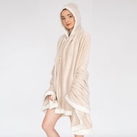 Ultra-Soft Snuggle Hooded Blanket Robe with Sherpa Trim