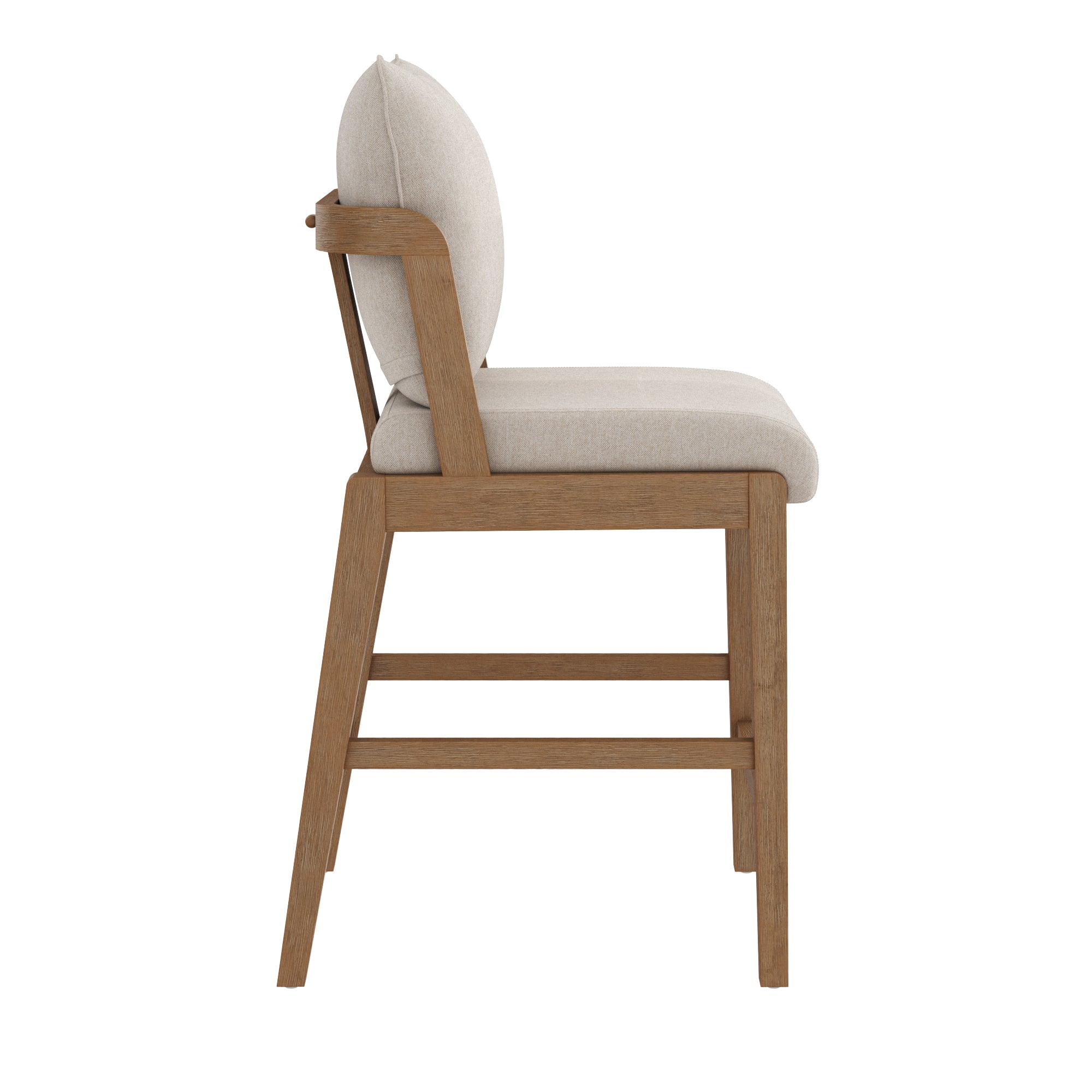 Nathan James Chuck Scandinavian 2-Pack Natural Flax Upholstered Bar Stools, Solid Wood Bar Stools with Back and Backrest Pillow, Flax/Light Brown
