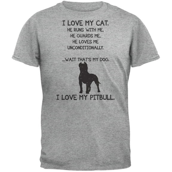 I Love My Pitbull Boy Heather Grey Adult T-Shirt - Large