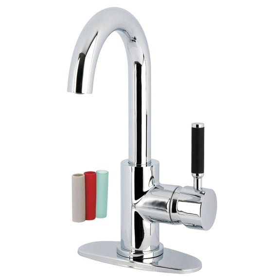 Kingston Brass LS8431DKL Kaiser One-Handle Single-Hole Bathroom Faucet with Deck Plate and Push Pop-Up Drain, Polished Chrome