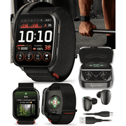 Garmin Venu X1 Thin and Lightweight GPS Smartwatch, AMOLED Display, Black with Slate Titanium Comfort Fit Nylon Band with Wearable4U Black EarBuds Bundle