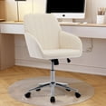 thumbnail image 3 of Beige Office Chair | Velvet | Desk Chair, Criss Cross Chair | Swivel | Padded, Wide Seat | Height Adjustable, 3 of 8