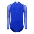 thumbnail image 3 of iiniim Gymnastics Leotard for Girls Sparkly Sheer Mesh Long Sleeve Figure Skating Bodysuit One Piece Jumpsuit Blue 8, 3 of 7