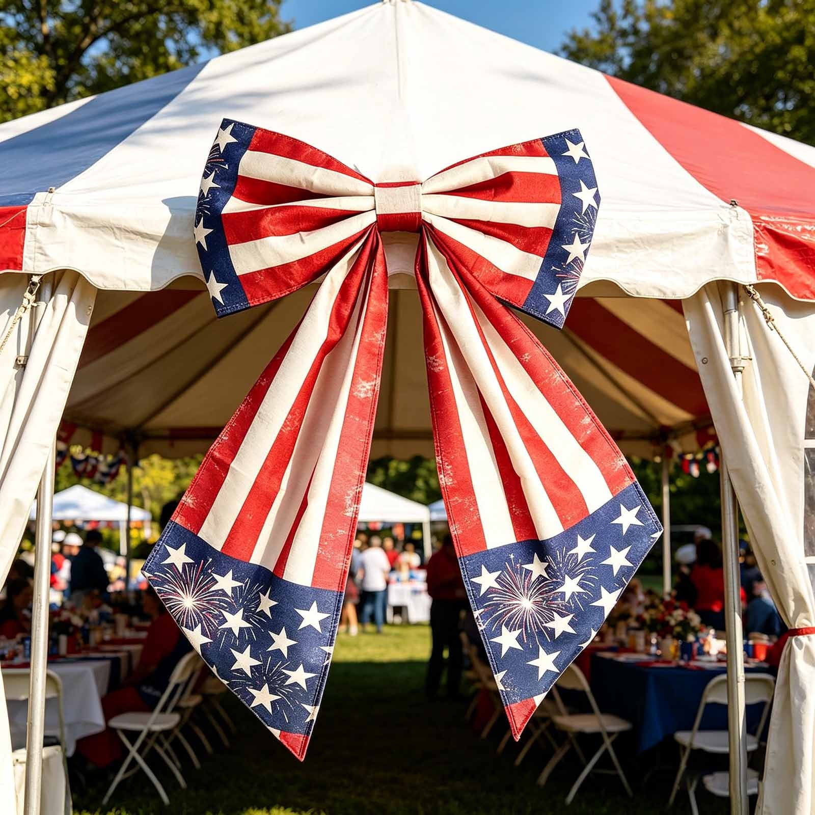 Patriotic Wreath Bows for Front Door Large 35.4" Red White and Blue Ribbon with Stars and Stripes for 4th of July Memorial Day Indoor Outdoor Party Decor