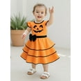 thumbnail image 6 of BemeyourBBs Toddler Girl Halloween Dress Fly Sleeve Round Neck Pumpkin Print Dress, 6 of 9