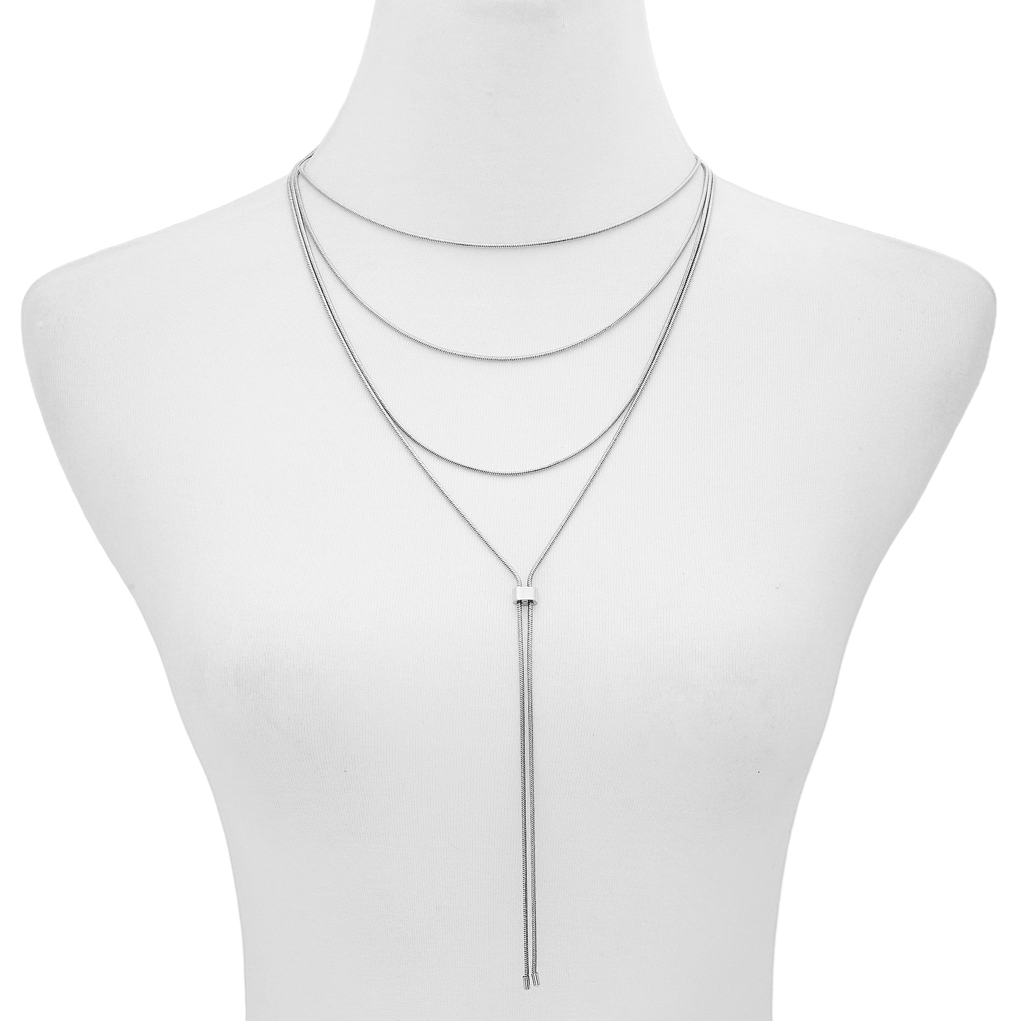 Time and Tru Women's Silvertone Layered Y Necklace