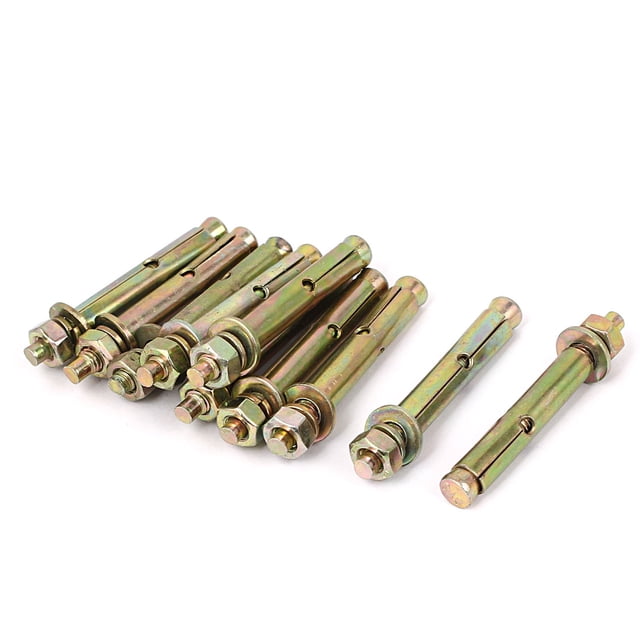 Tuerca de metal hexagonal de 8mmx60mm, arandela, manguito de concreto, tornillos de expansión, 10 piezas