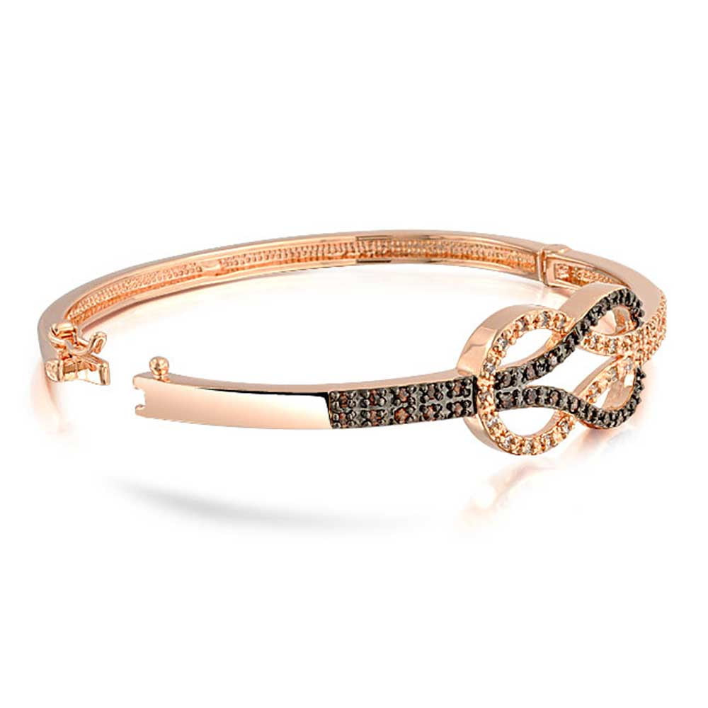 Rose Gold Plated Infinite U Girls 925 Sterling Silver Cubic Zirconia Cute Butterfly Charm Adjustable Link Bracelets