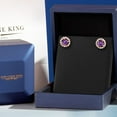 thumbnail image 5 of Gem Stone King 18K Rose Gold Plated Silver Purple Amethyst and Moissanite Stud Earrings (1.37 Cttw, Gemstone Birthstone, Round 5MM), 5 of 6