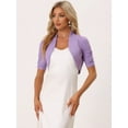 thumbnail image 4 of DARING DIVA Women's Ruched Short Sleeve Shrugs Bolero Cropped Cardigan XL Lilac, 4 of 6