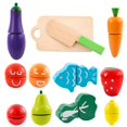 thumbnail image 4 of De Combinación De Frutas Y Verduras De Madera, Juego De Juguetes Para Cortar, Juego De Cocina Para Niños, Regalo De Cumpleaños Para Niños 1 Juego Kearding FN003166-00, 4 of 6