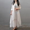 thumbnail image 3 of CENL Women Linen Dresse Layering Vintage Robe Loose Long Dress Oversize Female Spring, 3 of 9