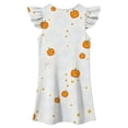 thumbnail image 4 of Bysome Girls Dress Graphic Print Short Sleeve Crew Neck Dresses Halloween Soft Girls Dress Size 5-6 Years White, 4 of 5