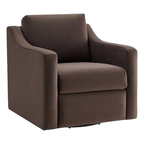 Maklaine Contemporary Performance Velvet Armchair in Chocolate