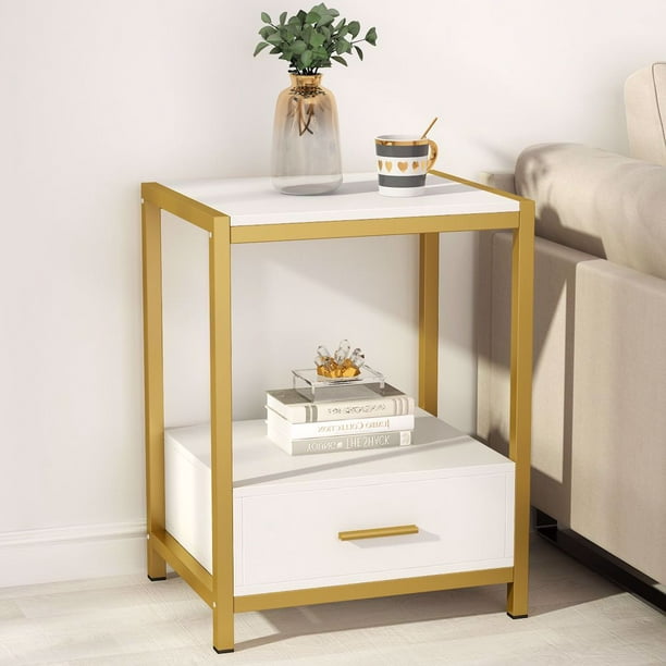 Tribesigns End Table With Drawer And, End Tables Living Room White