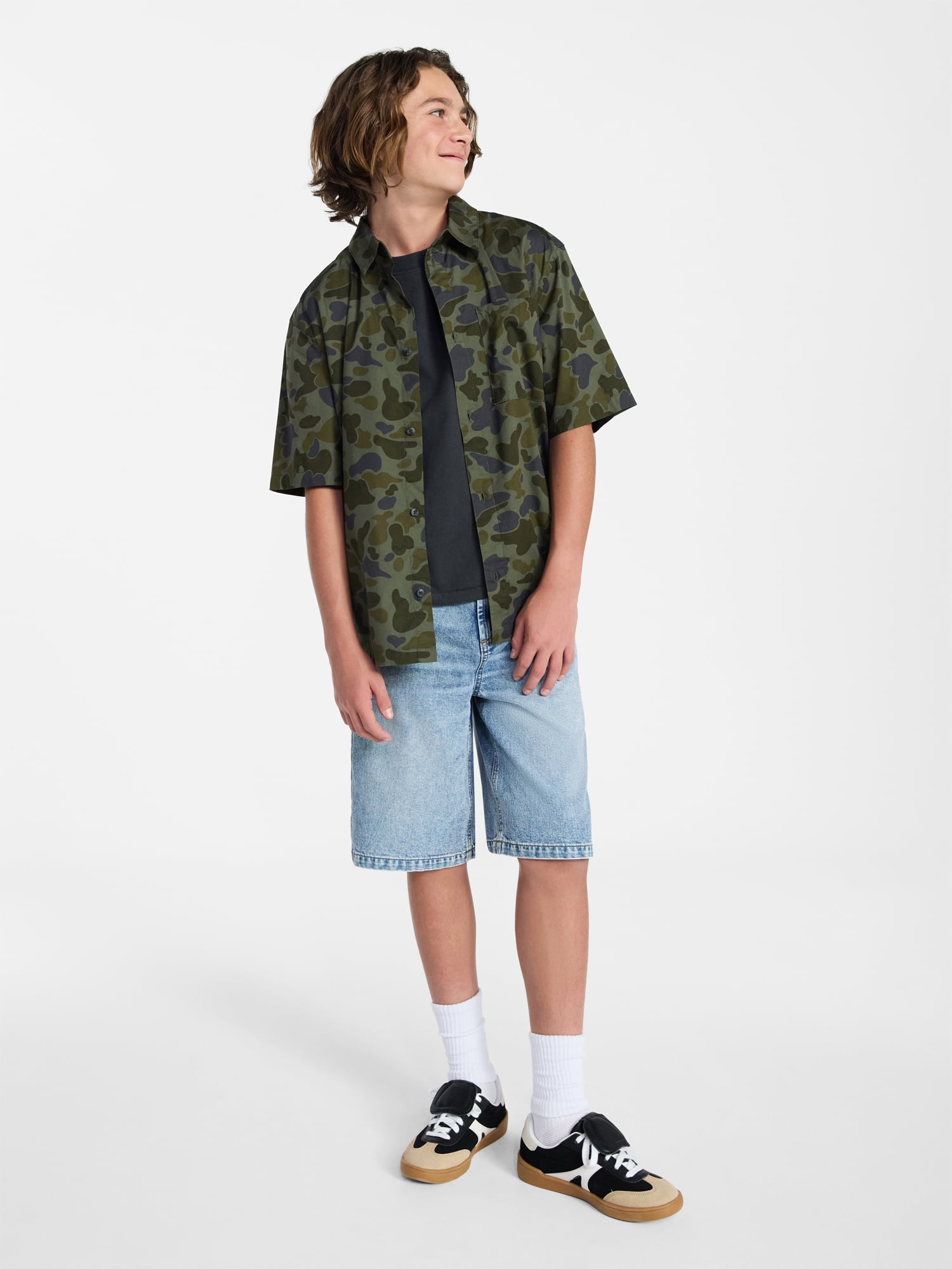 Weekend Academy Boys Button Down Shirt with Short Sleeves, Sizes 4-18