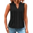 thumbnail image 2 of Sleeveless Shirts for Womens Fashion 2025 Basic Tank Tops Pleated Drape Dressy Tops Summer Outfits Black L, 2 of 7