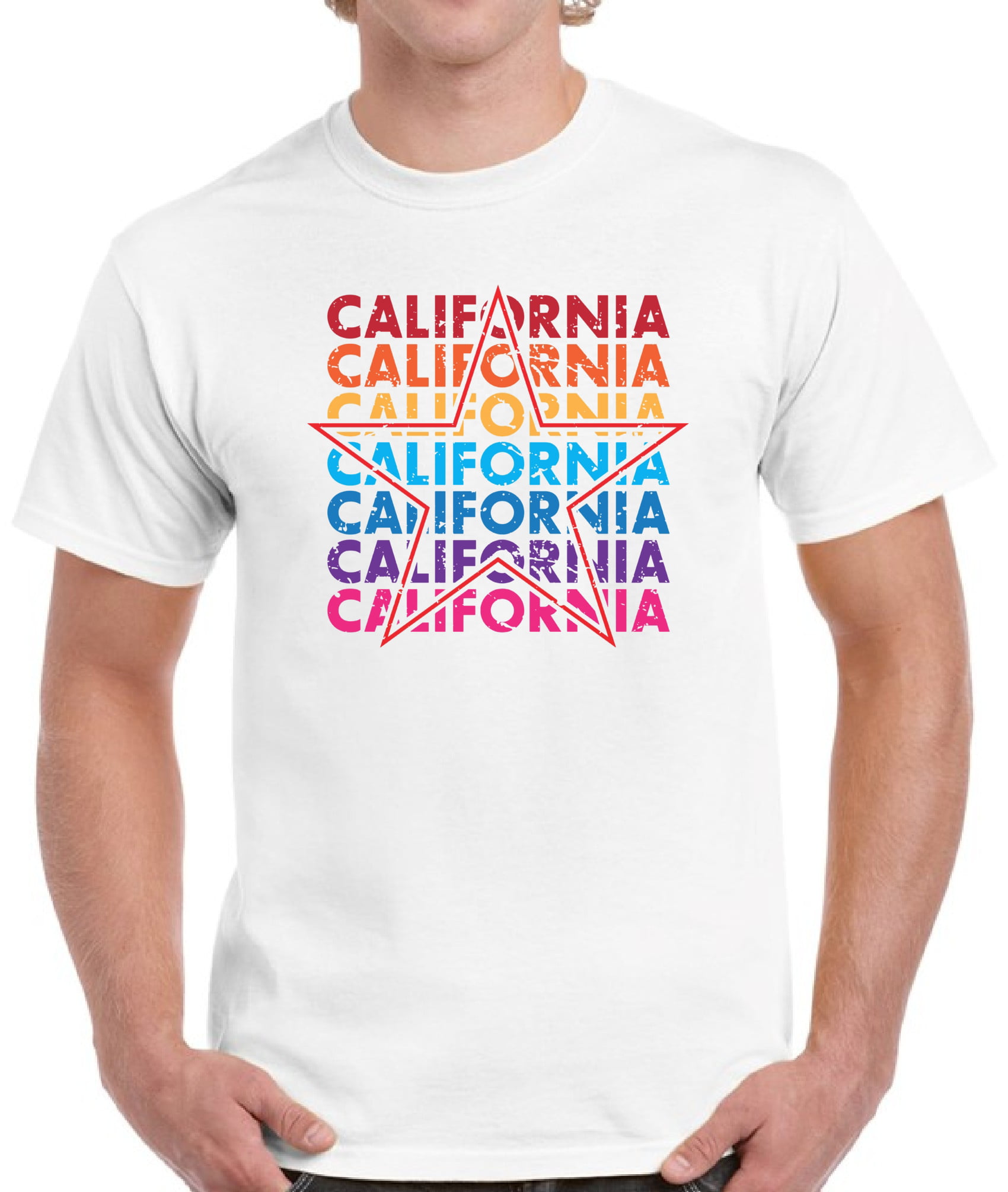 Colorfull California Star T-Shirt for Men S M L XL 2XL 4XL USA State Graphic - California Clothes Collection Funny Cali Gift for Men - Walmart.com