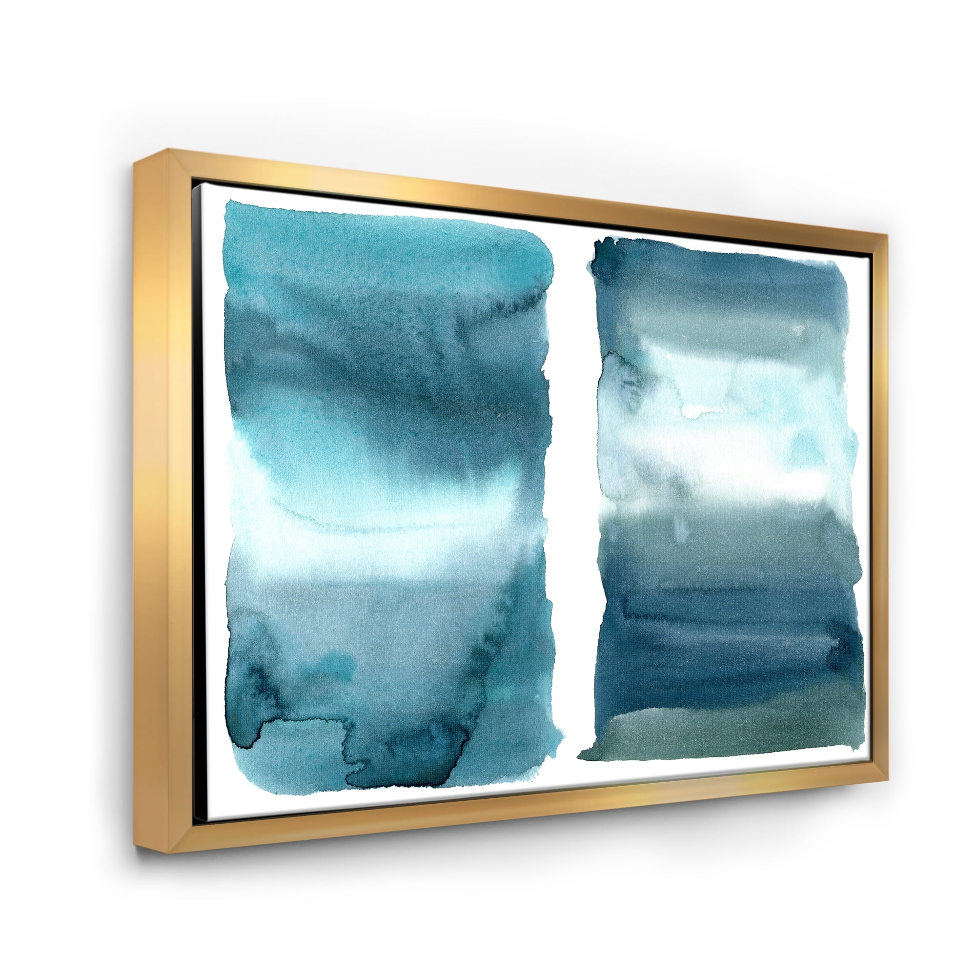 Designart 'Abstract Impression Ocean Blue Aquatic I' Modern Framed Canvas Wall Art Print