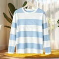 thumbnail image 6 of VBVC Women's Striped Crew Neck Top , Ladies' Loose Fit Drop Shoulder Shirt , Stretchy Long Sleeve Pullover For Women, S-XL, 6 of 6