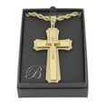 thumbnail image 5 of Mens Gold-Tone Stainless Steel Stacked Cross Pendant Necklace, 5 of 5