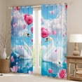thumbnail image 2 of Castle Fairy White Swan Couple Girl Boy Black Out Curtains,Chic Floral Pink Rose Curtains Pack of 2 (42x63 Each),Happy Valentine's Day Bedroom Curtains,Microfiber Bedroom Decor, 2 of 6