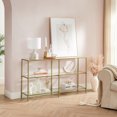 thumbnail image 3 of VASAGLE 51.2” Console Sofa Table with 3 Shelves, Entryway Table with Tempered Glass Shelf, Gold Color, 3 of 7